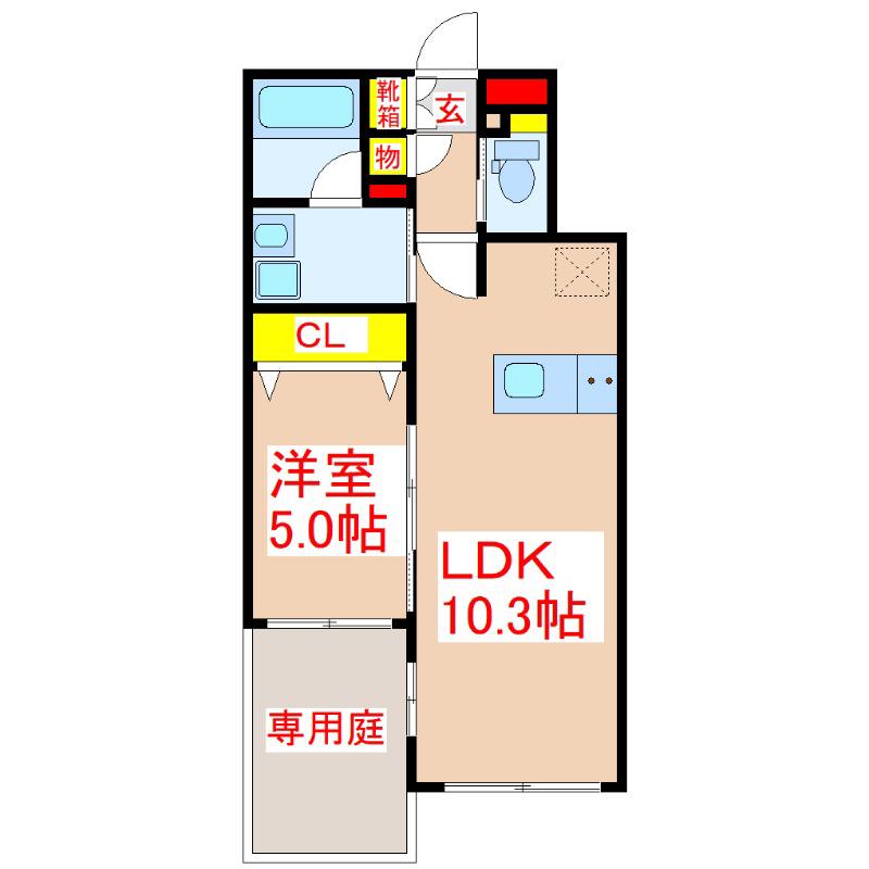 リテラス清水(1LDK/1階)の間取り写真