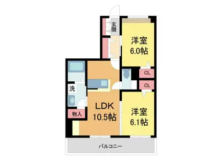 GREEN FOREST 芦屋(2LDK/3階)の間取り写真