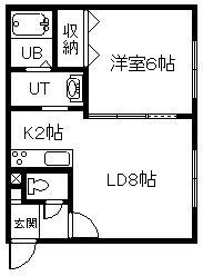 ダイヤハイツ1・12(1LDK/2階)の間取り写真