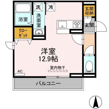 アルソレイユ空港通(ワンルーム/3階)の間取り写真
