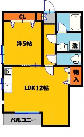 フォーナイン(1LDK/1階)の間取り写真