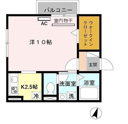 エバーグリーンガーデンA(1K/2階)の間取り写真