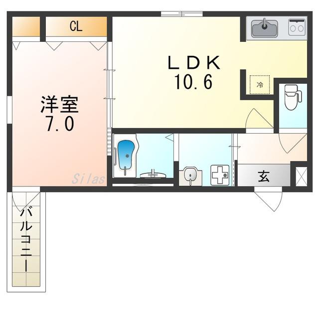 イノベーション鳳(1LDK/1階)の間取り写真