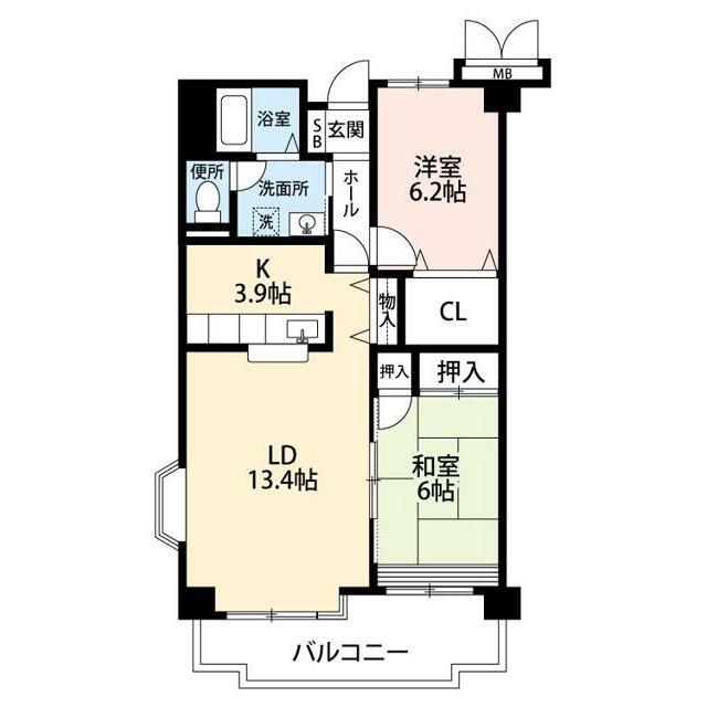 大新ヒルズ(2LDK/7階)の間取り写真