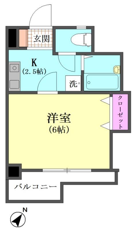 K2ヴィラ(1K/2階)の間取り写真