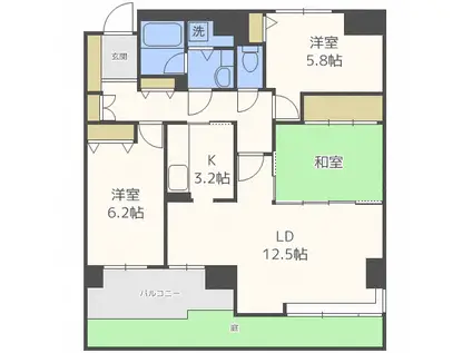 ライオンズマンション裏参道第2(3LDK/1階)の間取り写真