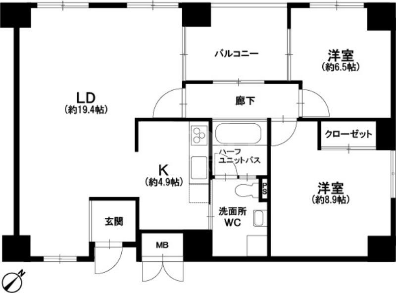フェイズイン山王(2LDK/2階)の間取り写真