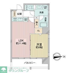 レインボーピア記念橋(1LDK/6階)の間取り写真
