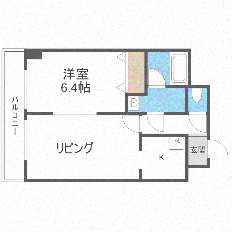サクシード豊平(1LDK/6階)の間取り写真