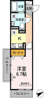 アリエッタ川口(1K/2階)の間取り写真