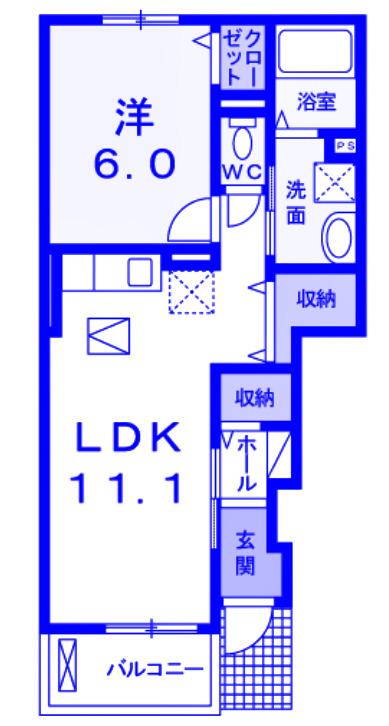 ヴィラ パライーソIII(1LDK/1階)の間取り写真