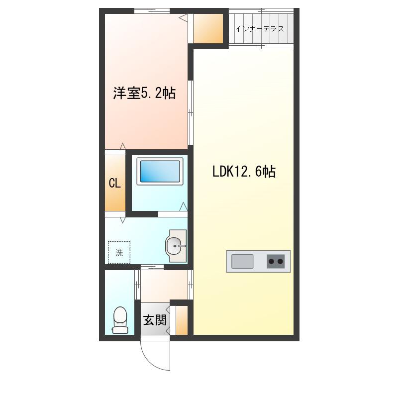 GROWTH GONGEN(1LDK/2階)の間取り写真