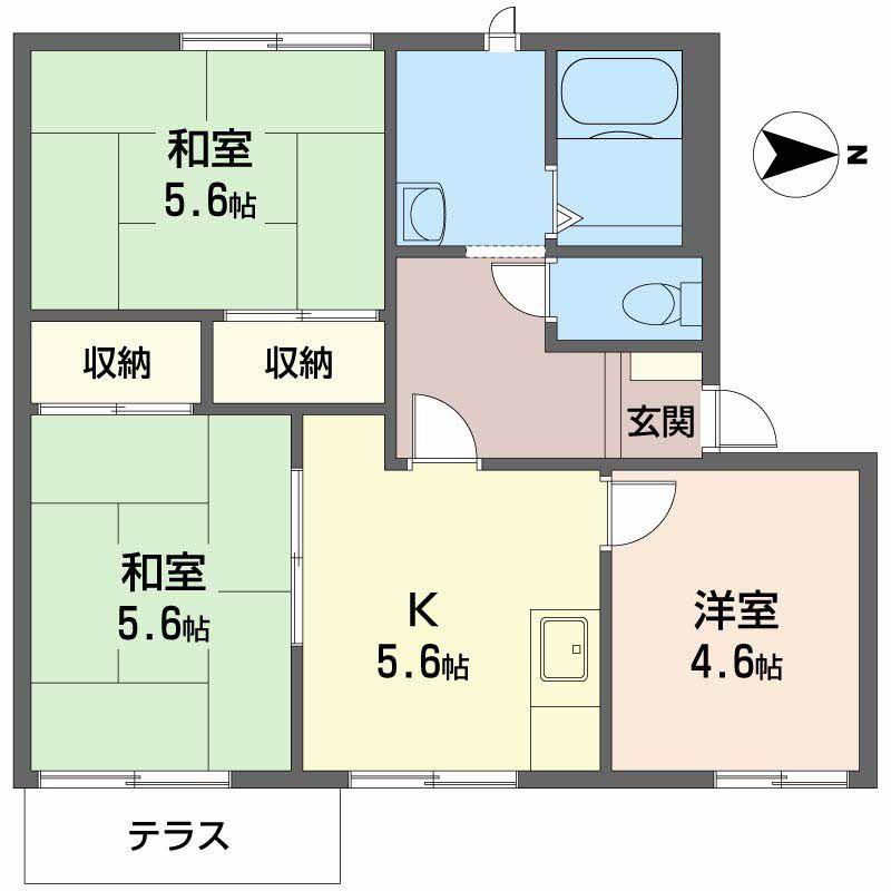 メゾンシェルブルー(3K/1階)の間取り写真