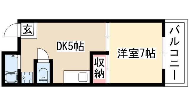 サンライズII(1DK/2階)の間取り写真