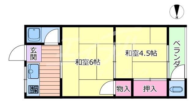 グリーンハイツ(2K/1階)の間取り写真
