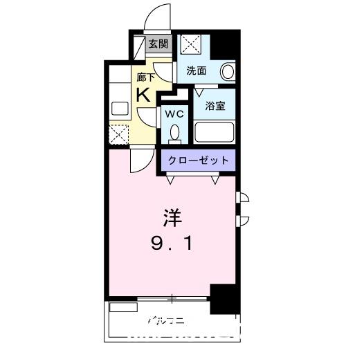 ELEVITA弥永(1K/5階)の間取り写真