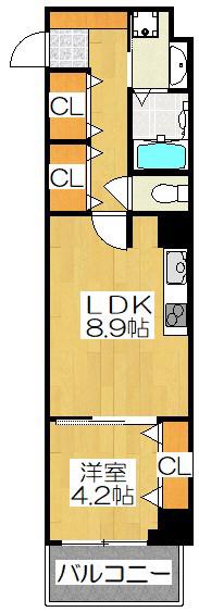 プランドール北山(1LDK/2階)の間取り写真