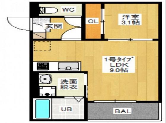 REGALEST JM 富田(1LDK/2階)の間取り写真