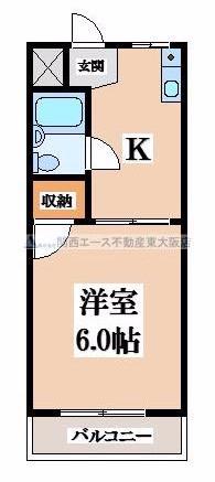 プレアール太子田(1K/4階)の間取り写真