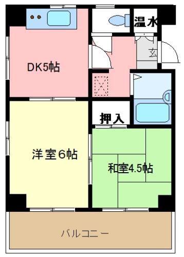 ライオンズマンション神戸元町(2DK/6階)の間取り写真