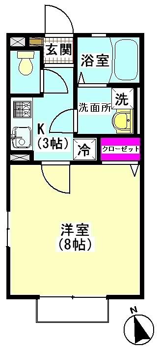 ラハイム(1K/1階)の間取り写真