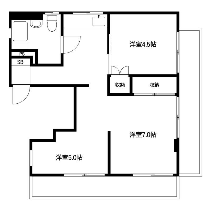 スターライトマンション(3DK/6階)の間取り写真