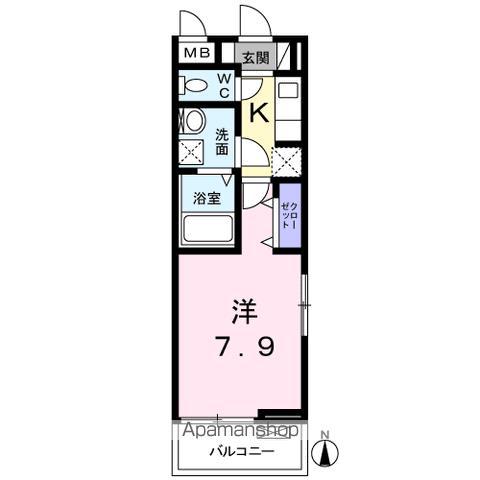 ヒルサイド ビュー(1K/2階)の間取り写真