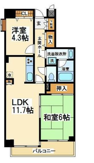 南烏山パークホームズ(2LDK/2階)の間取り写真