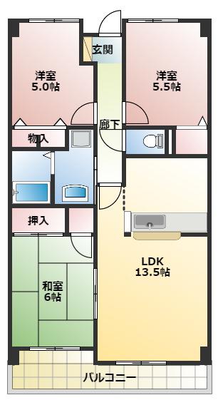 KSシャンブル(3LDK/1階)の間取り写真