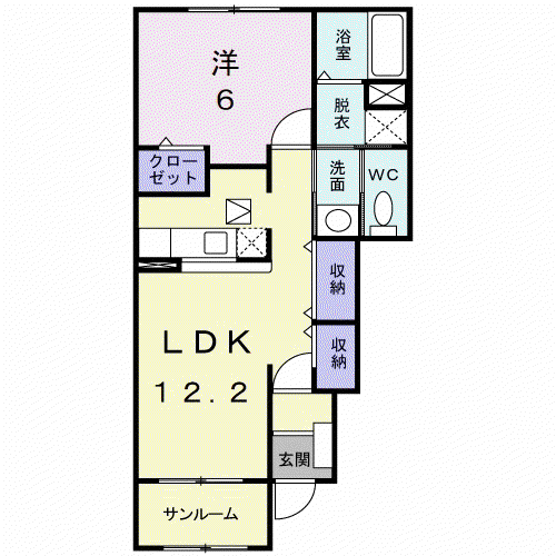 ボヌール(1LDK/1階)の間取り写真