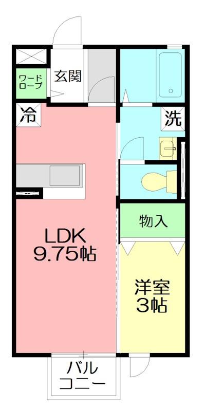スリーエイト扇(1LDK/2階)の間取り写真