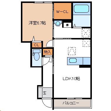 ヨアン・ルミエールI(1LDK/1階)の間取り写真