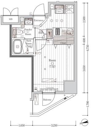 MAXIV南砂町(1K/9階)の間取り写真