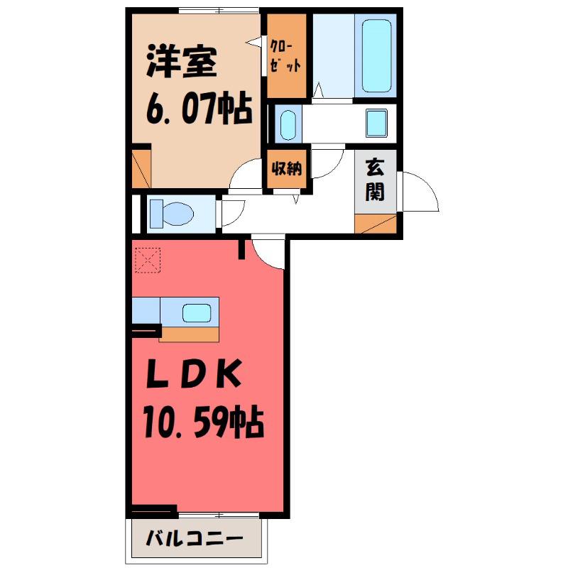 ピアニー(1LDK/1階)の間取り写真