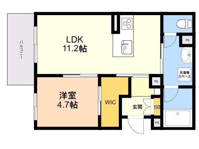 シャーメゾン凪 西新(1LDK/3階)の間取り写真