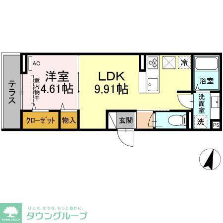 エクセリア若宮(1LDK/3階)の間取り写真