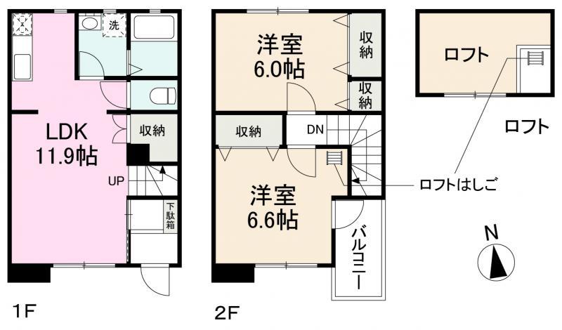 I・セレブ香川町A・B(2LDK/1階)の間取り写真