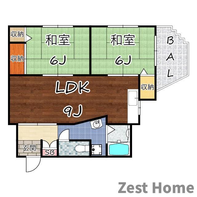 ツエルヴ福弥(2LDK/3階)の間取り写真