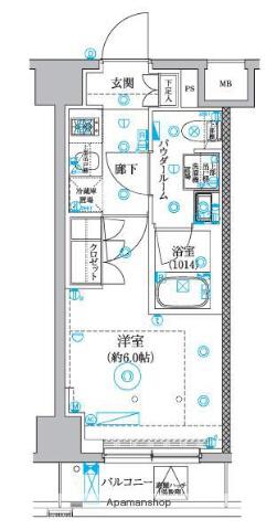 セジョリ横浜睦町(1K/2階)の間取り写真