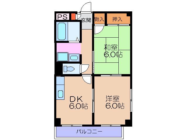 アトール(2DK/6階)の間取り写真