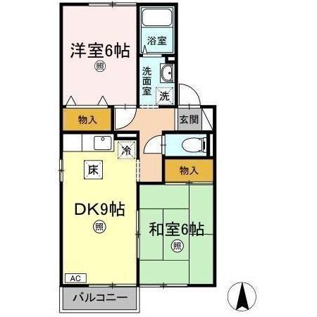 セジュール静(2DK/2階)の間取り写真
