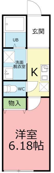 メーヴェ伊勢原(1K/1階)の間取り写真
