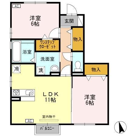 D-ROOM手崎(2LDK/1階)の間取り写真
