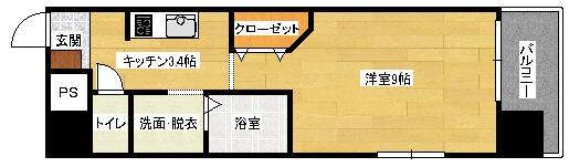 アクアシティ本川町(1K/2階)の間取り写真