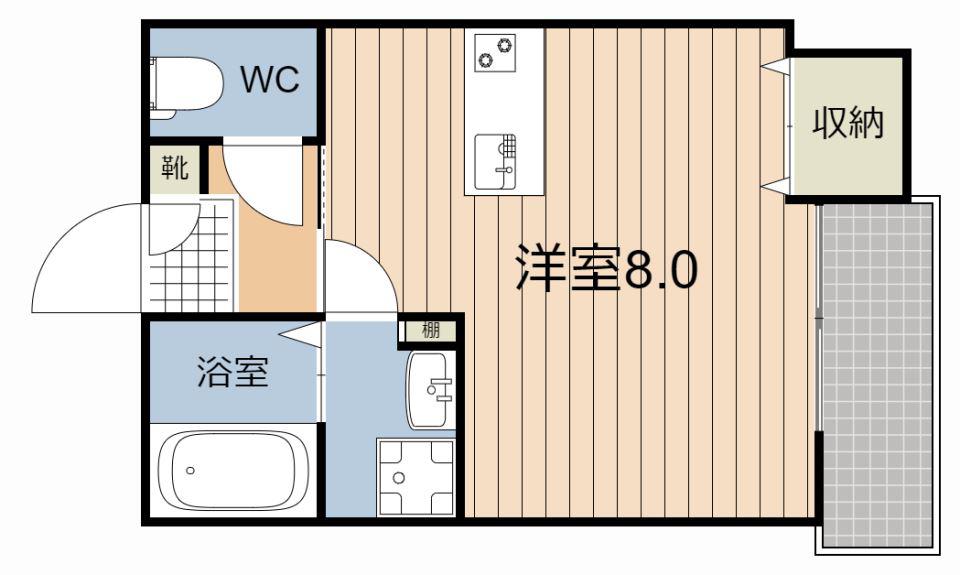 ヴィクトワール六番館(ワンルーム/4階)の間取り写真