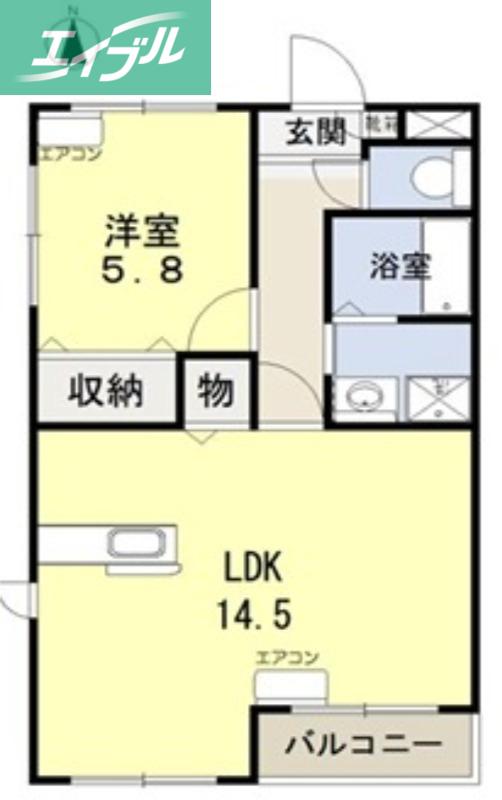 成和第6ビル(1LDK/1階)の間取り写真
