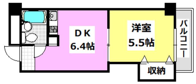 セリバテール山田南(1DK/2階)の間取り写真