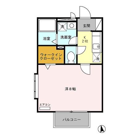 ファインコート III I(1K/2階)の間取り写真