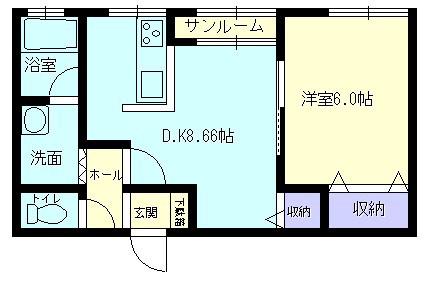 デビィ.ムクト(1DK/2階)の間取り写真