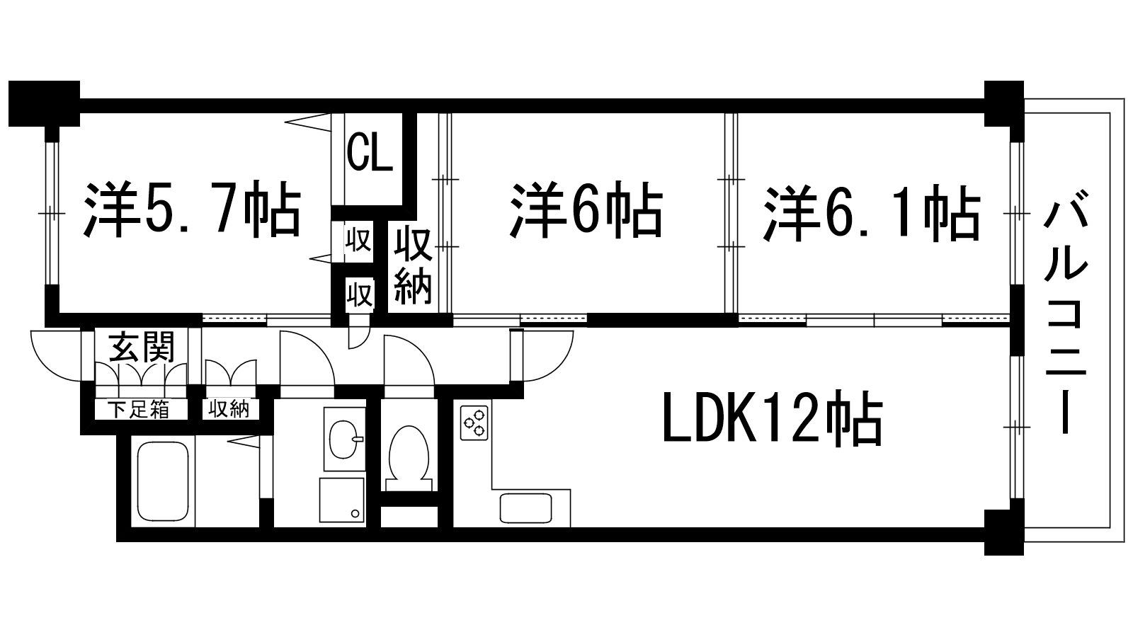 プレミールソシア(3LDK/4階)の間取り写真